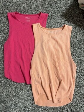 American Eagle Outfitters Ribbed Tank Tops - Hot Pink & Peach
